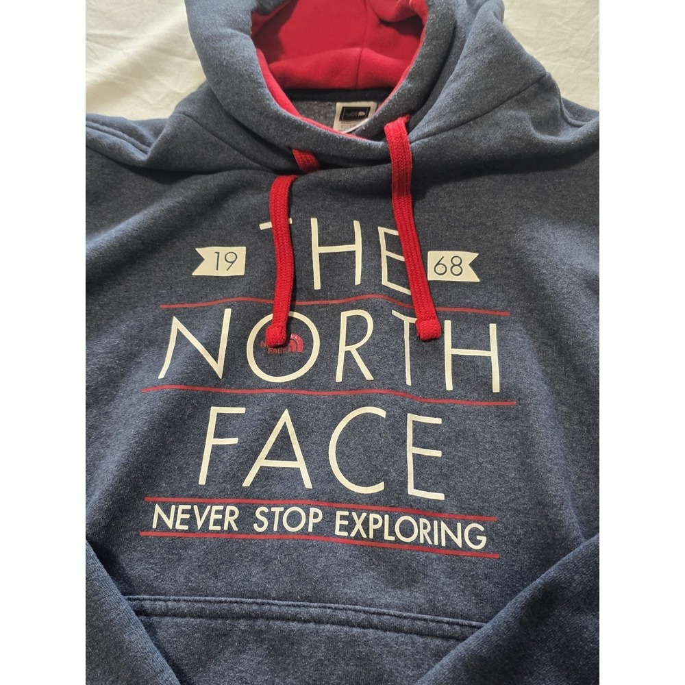 The North Face Pullover Hoodie Mens Large Blue Graphic Fleece Sweatshirt EUC - Picture 3 of 5